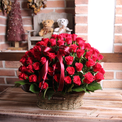 레드장미100송이꽃바구니