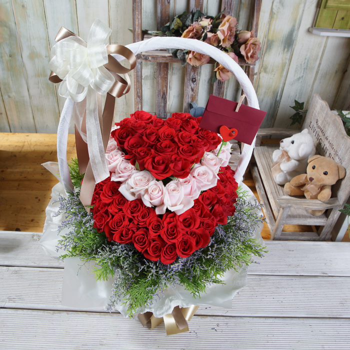 투톤100송이장미꽃바구니