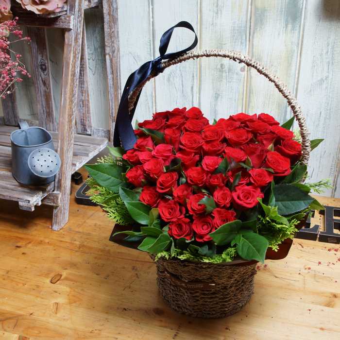 레드하트꽃바구니