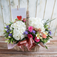 화이트수국꽃바구니 6호  상품이미지