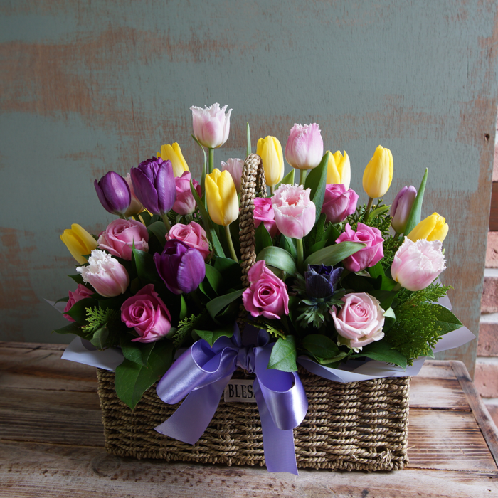 튤립꽃바구니 1호