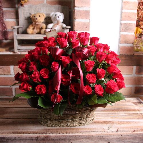 레드장미100송이꽃바구니