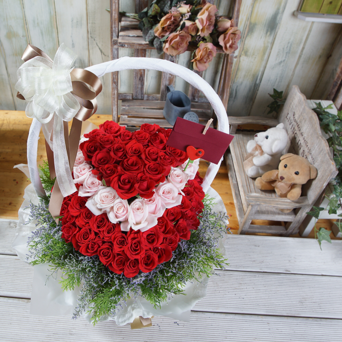 투톤100송이장미꽃바구니