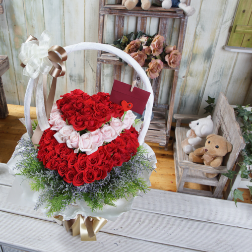 투톤100송이장미꽃바구니