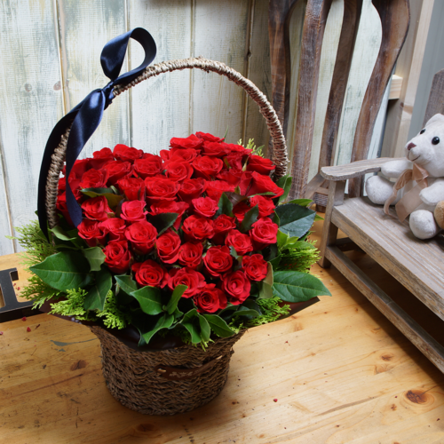 레드하트꽃바구니
