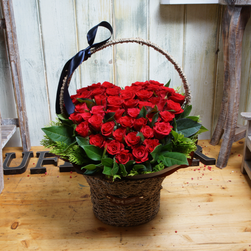 레드하트꽃바구니