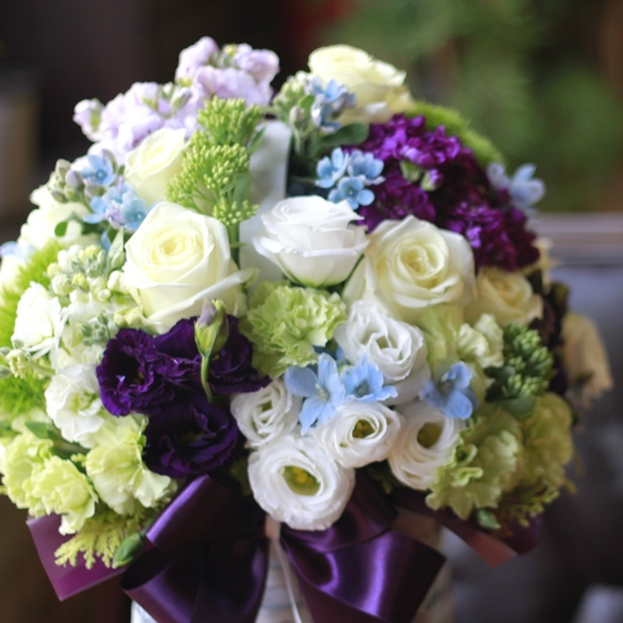 화이트블루꽃바구니