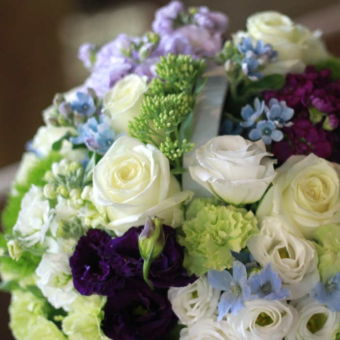 화이트블루꽃바구니