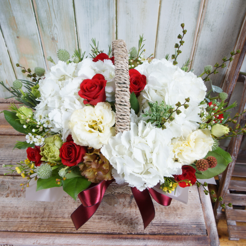 화이트수국꽃바구니 2호 