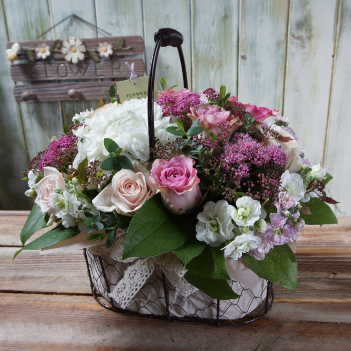 화이트수국꽃바구니 4호 